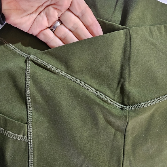 2 Pairs Olive Green Women's Athletic Shorts - Picture 6 of 11